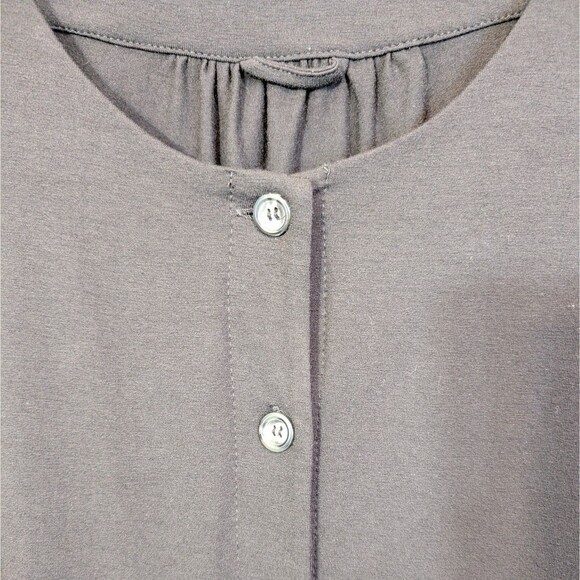 J. Jill Stretch Women's MEDIUM Button-Front Tunic, Black Rayon Knit 3/4 Sleeve - Picture 16 of 16